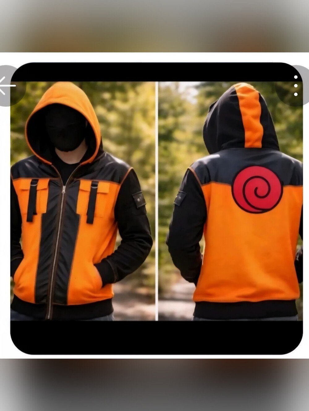 Naruto Uzumaki Anime Unisex Hoodie Orange Black Pullover Unisex Cosplay Sz Small